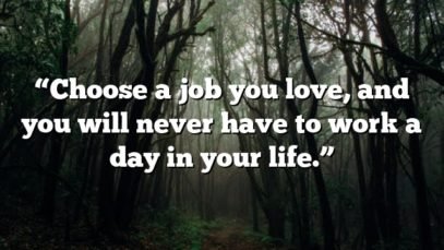 “Choose a job you love, and you will never have to work a day in your life.”