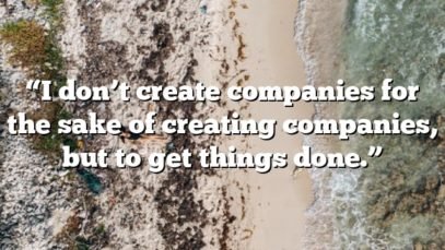 “I don’t create companies for the sake of creating companies, but to get things done.”