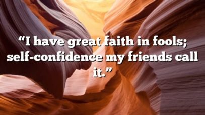 “I have great faith in fools; self-confidence my friends call it.”