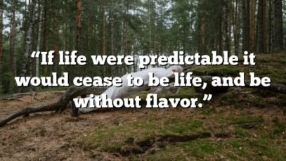 “If life were predictable it would cease to be life, and be without flavor.”