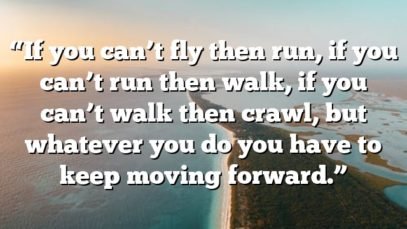 “If you can’t fly then run, if you can’t run then walk, if you can’t walk then crawl, but whatever you do you have to keep moving forward.”