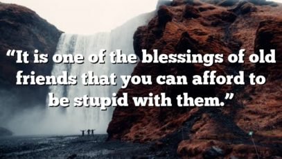 “It is one of the blessings of old friends that you can afford to be stupid with them.”