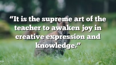 “It is the supreme art of the teacher to awaken joy in creative expression and knowledge.”