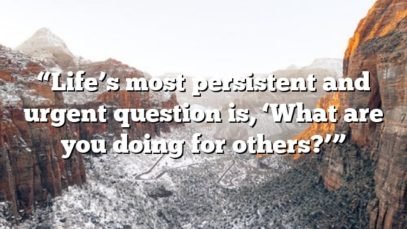 “Life’s most persistent and urgent question is, ‘What are you doing for others?’”