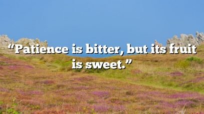 “Patience is bitter, but its fruit is sweet.”