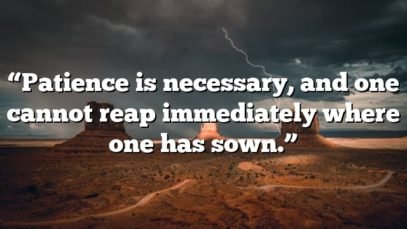 “Patience is necessary, and one cannot reap immediately where one has sown.”