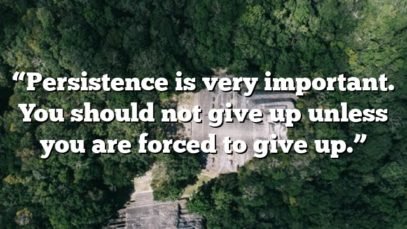 “Persistence is very important. You should not give up unless you are forced to give up.”