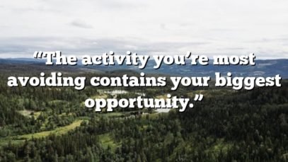 “The activity you’re most avoiding contains your biggest opportunity.”