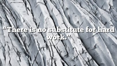 “There is no substitute for hard work.”