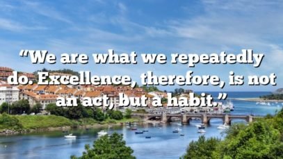 “We are what we repeatedly do. Excellence, therefore, is not an act, but a habit.”