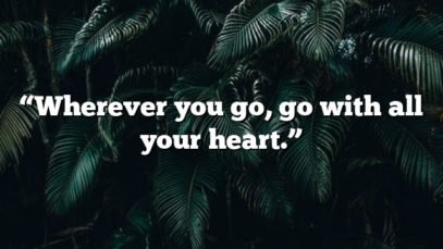 “Wherever you go, go with all your heart.”
