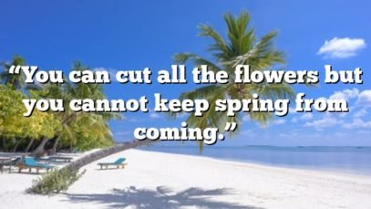“You can cut all the flowers but you cannot keep spring from coming.”