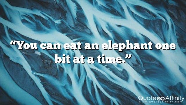 “You can eat an elephant one bit at a time.”
